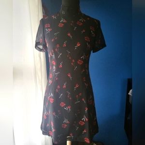 Black Floral Mockneck Dress
